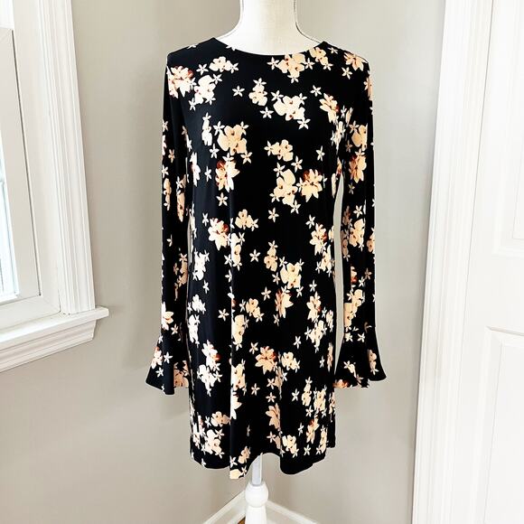 Cynthia Steffe Peach Floral Long Sleeve Dress - Picture 1 of 9